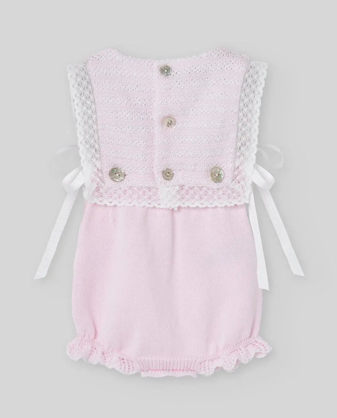 Blue Almonds Ltd KNIT NEWBORN ROMPER ALAIA - Chalk PinkWhite Paz Rodriguez