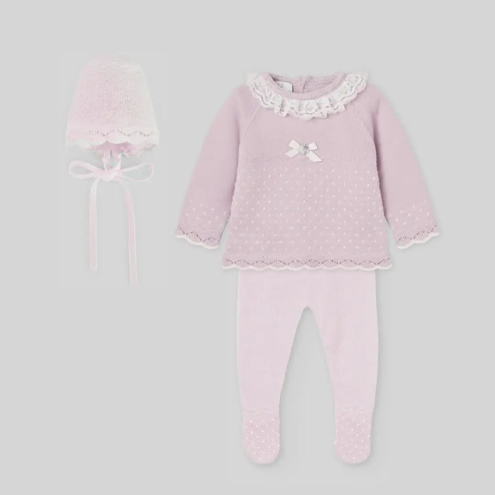Blue Almonds Ltd Baby Girls Knitted Set in Chalk Pink Paz Rodriguez
