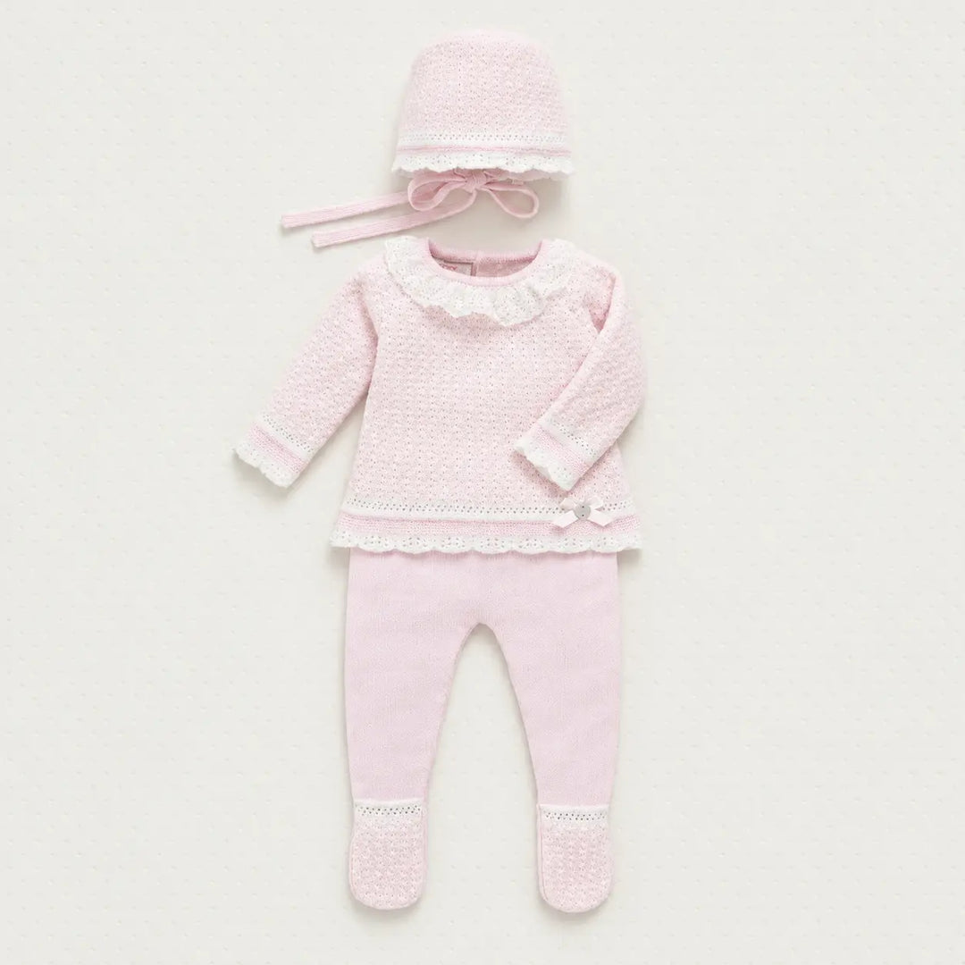 Blue Almonds Ltd Baby Girls Knitted Set in Light Pink Paz Rodriguez