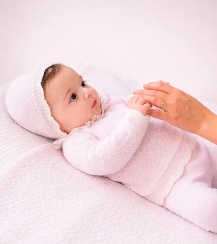 Blue Almonds Ltd Baby Girls Knitted Set in Light Pink Paz Rodriguez