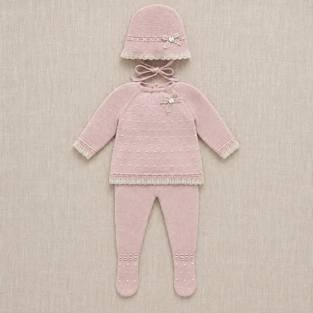 Blue Almonds Ltd Baby Girls Knitted Set in Powder Pink Paz Rodriguez
