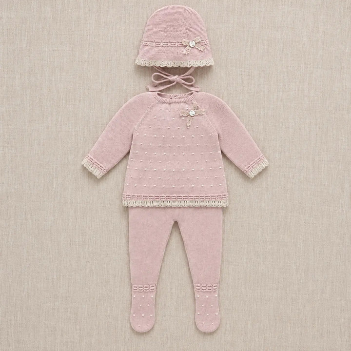 Blue Almonds Ltd Baby Girls Knitted Set in Powder Pink Paz Rodriguez