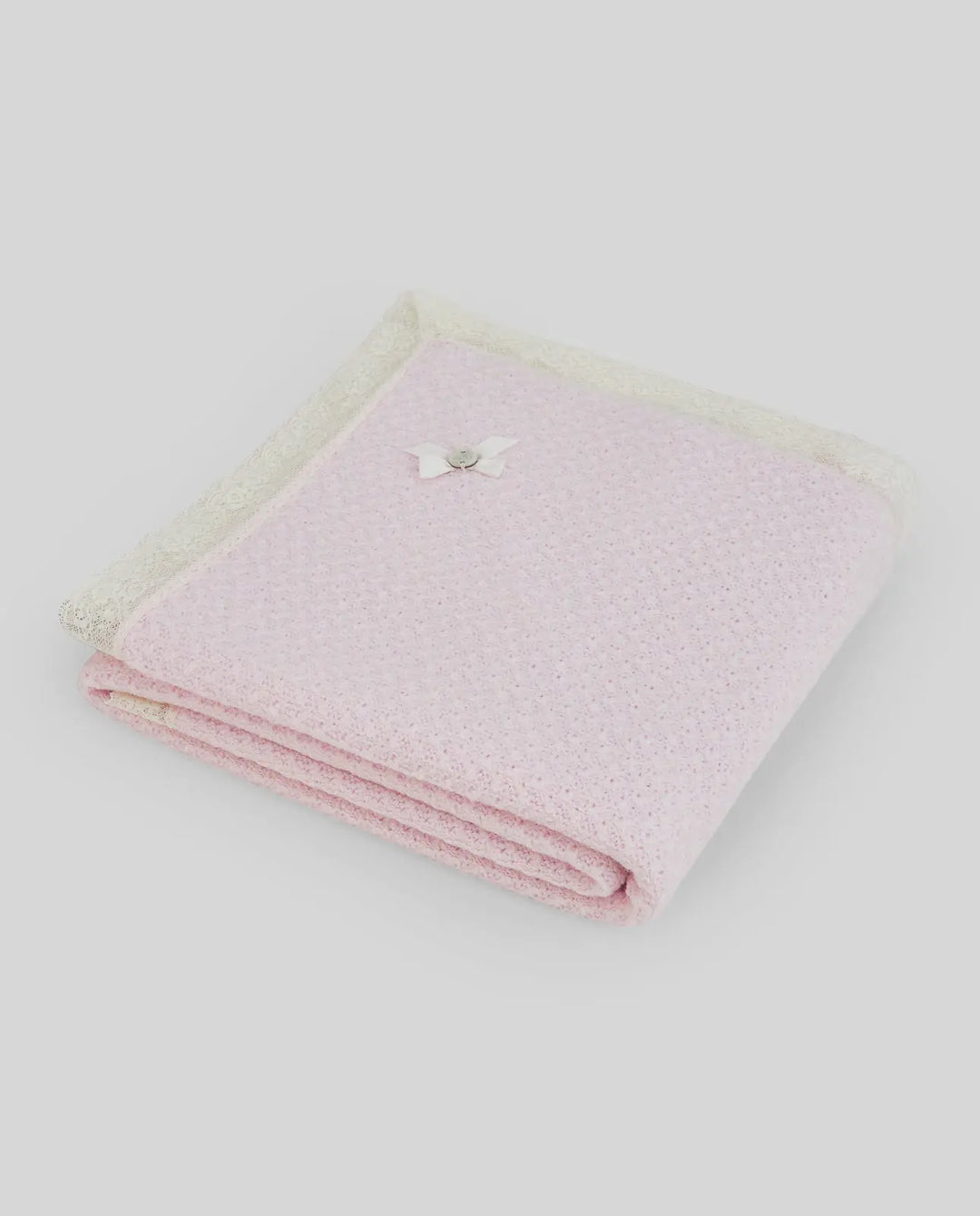Blue Almonds Ltd Baby Girls Knitted Shawl Nai in Light Pink & Cream Paz Rodriguez