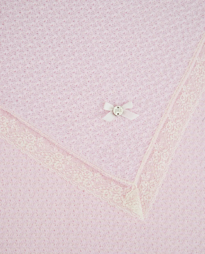 Blue Almonds Ltd Baby Girls Knitted Shawl Nai in Light Pink & Cream Paz Rodriguez