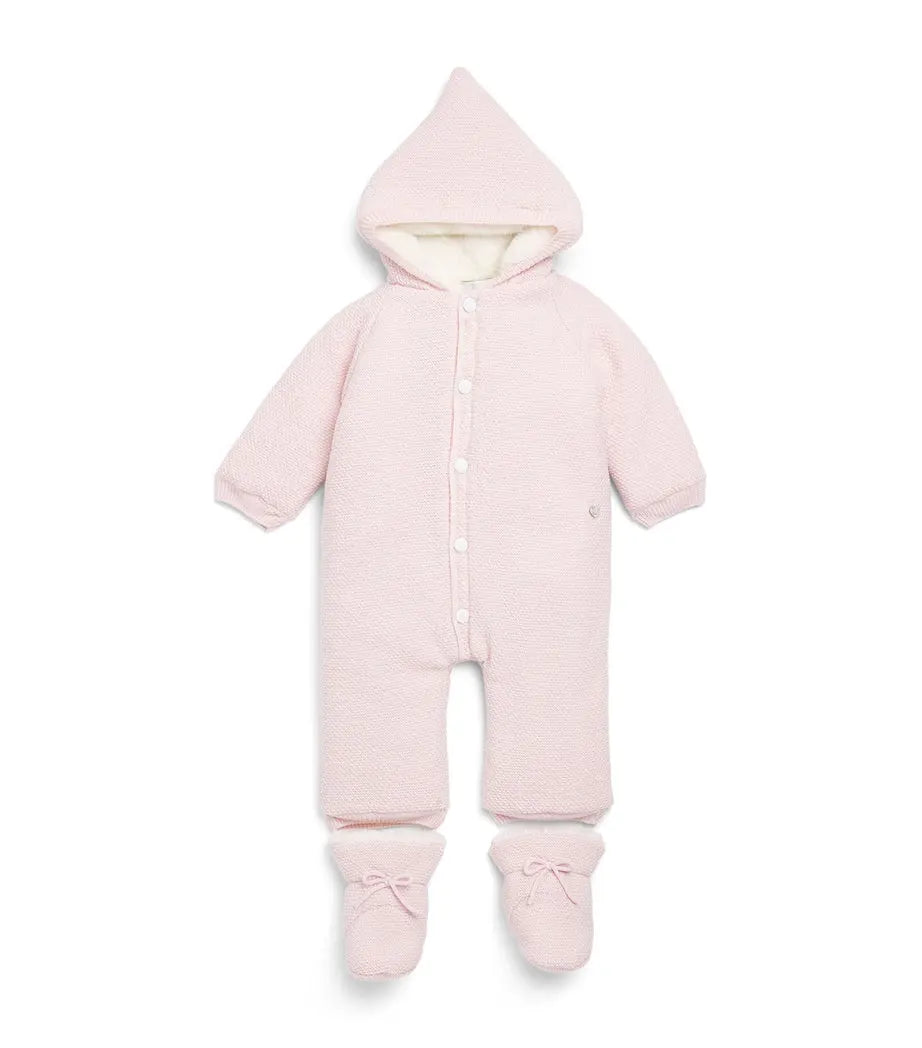 Baby Girls Knitted Snowsuit with Booties Fogar in Light Pink