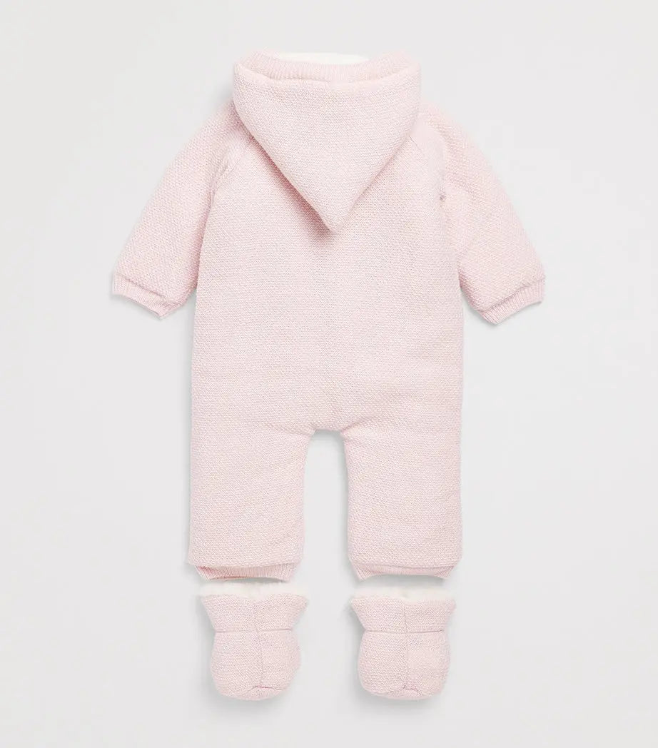 Baby Girls Knitted Snowsuit with Booties Fogar in Light Pink