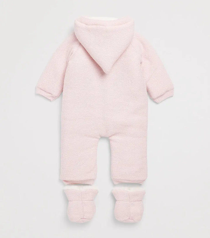 Baby Girls Knitted Snowsuit with Booties Fogar in Light Pink
