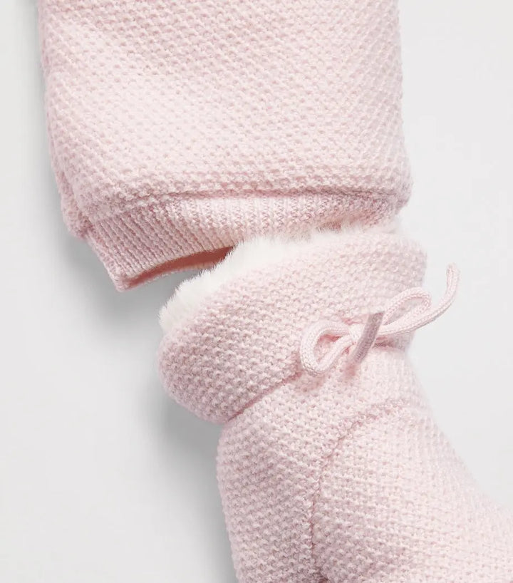 Baby Girls Knitted Snowsuit with Booties Fogar in Light Pink