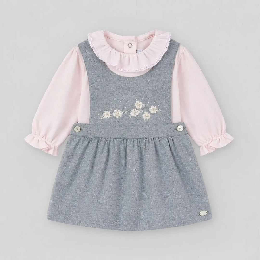 Blue Almonds Ltd Baby Girls Mid-Grey Marl Dress & Blush Pink Bodysuit Set Tartine et Chocolat