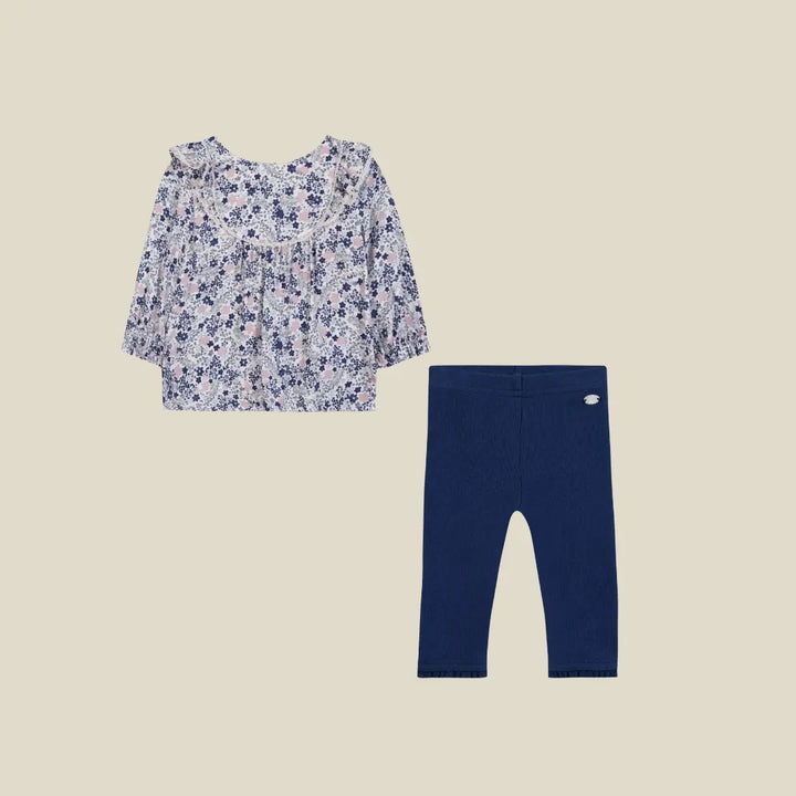 Blue Almonds Ltd Baby Girls Navy Floral Blouse & Leggings Set Tartine et Chocolat