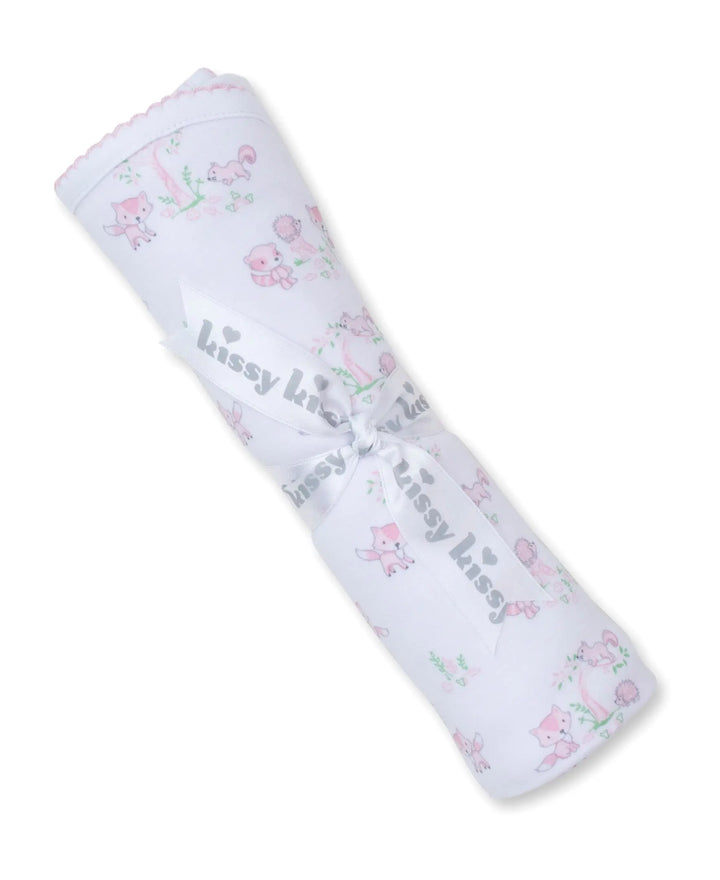 Blue Almonds Ltd Baby Girls Receiving Blanket - Forest Fun Blue Almonds