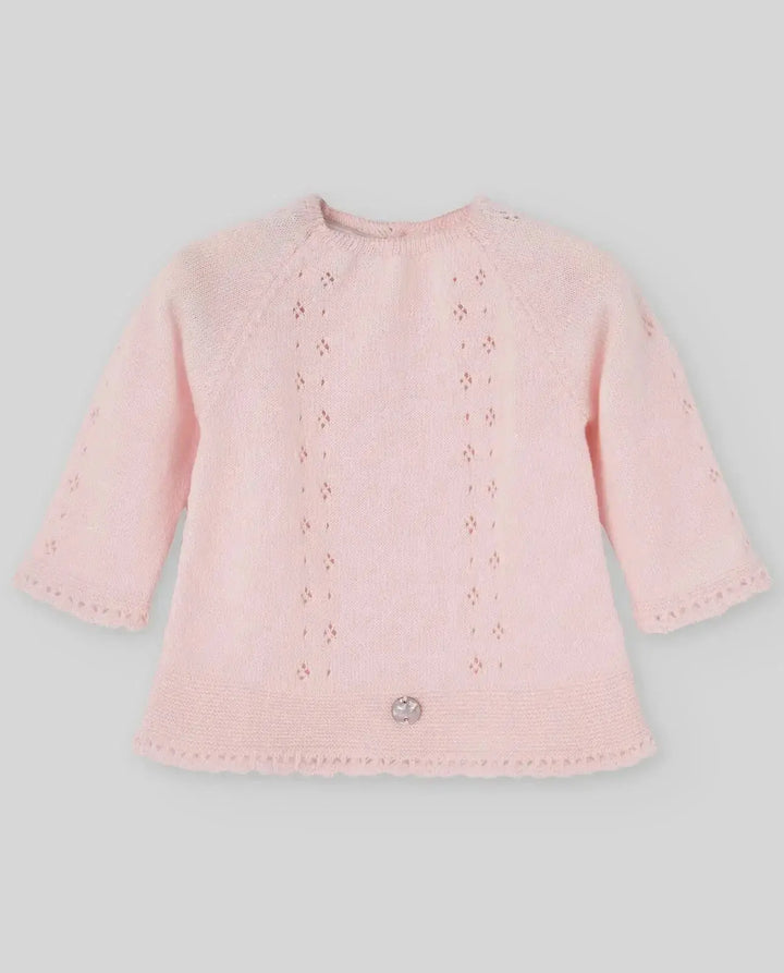 Blue Almonds Ltd KNIT NEWBORN SWEATER ESSENTIA V26 - Pastel Pink Paz Rodriguez