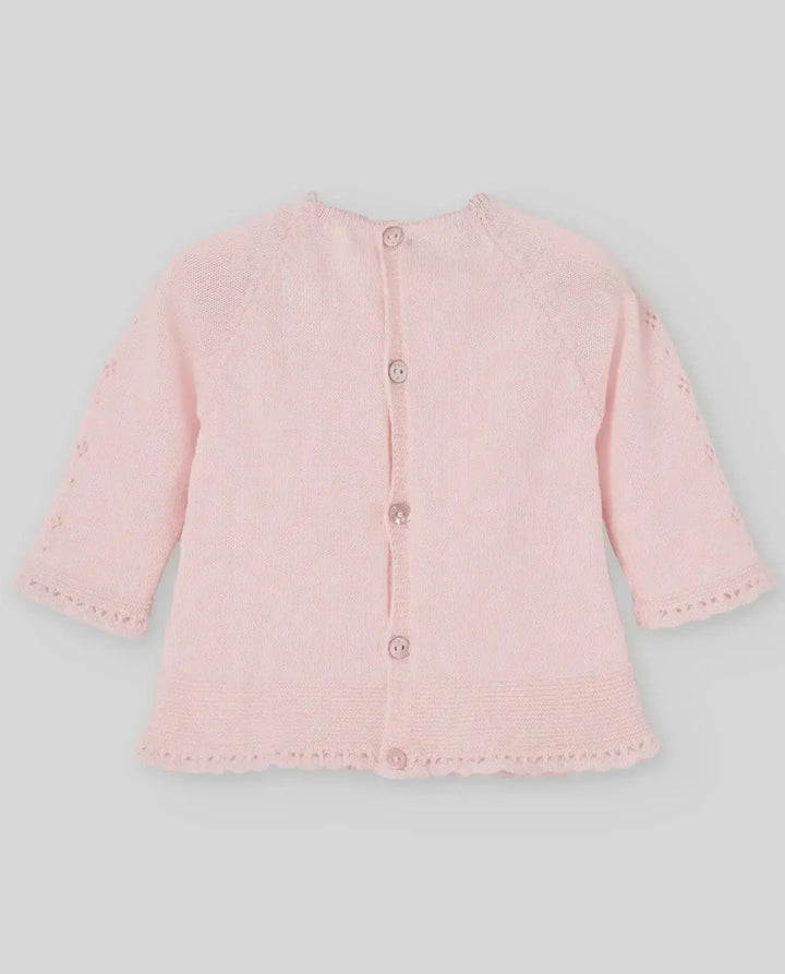 Blue Almonds Ltd KNIT NEWBORN SWEATER ESSENTIA V26 - Pastel Pink Paz Rodriguez