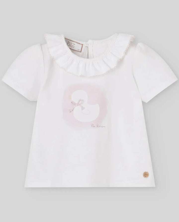Blue Almonds Ltd KNIT INFANT GIRL T-SHIRT CUA CUA - White Paz Rodriguez