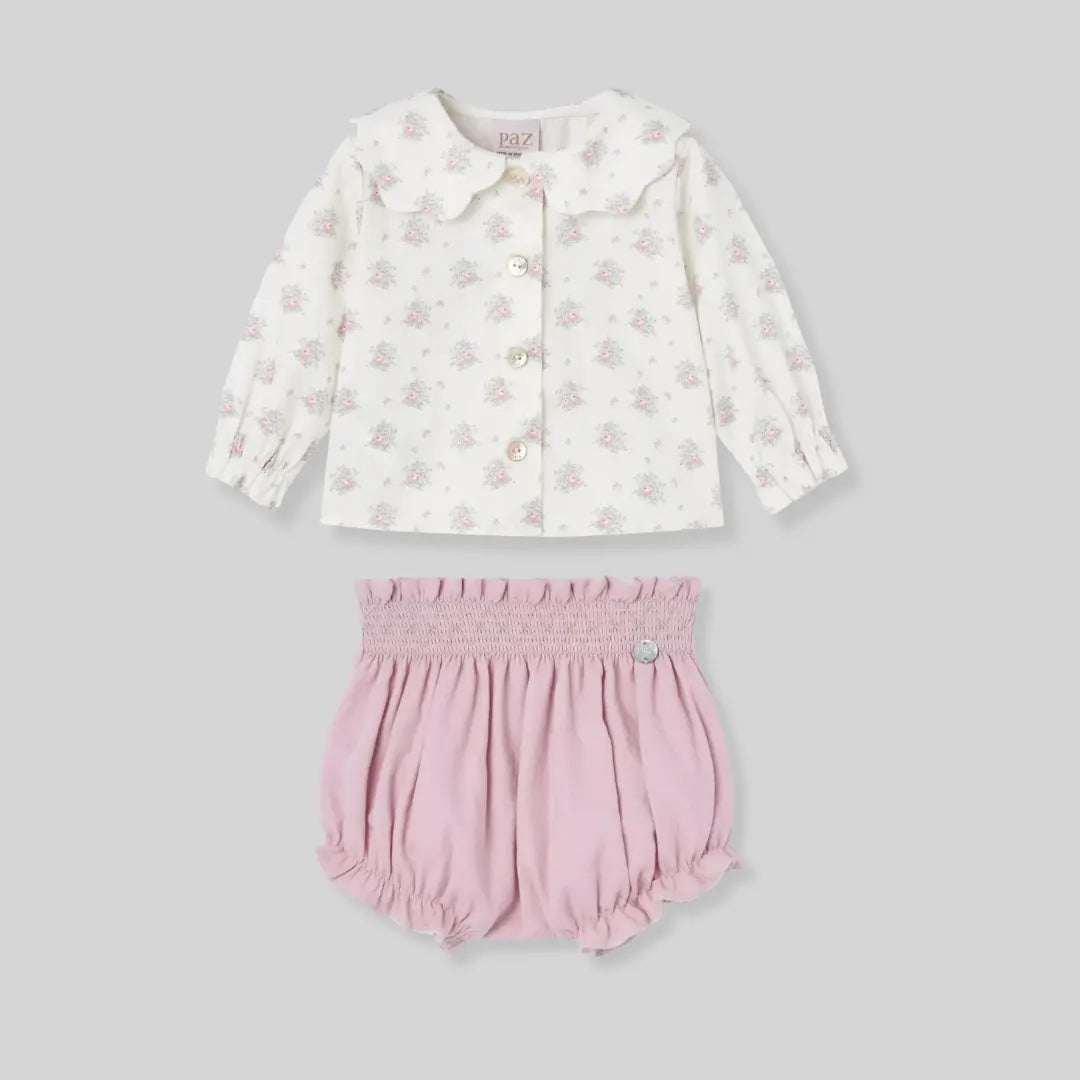 Blue Almonds Ltd Baby Girls Short Set in Floral Garden Paz Rodriguez