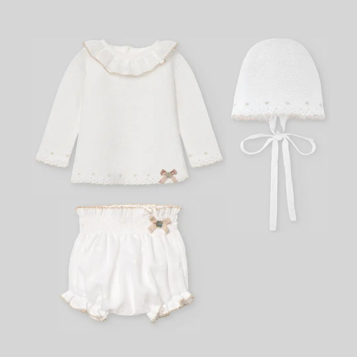 Blue Almonds Ltd Baby Girls Shorts Set In Cream Paz Rodriguez