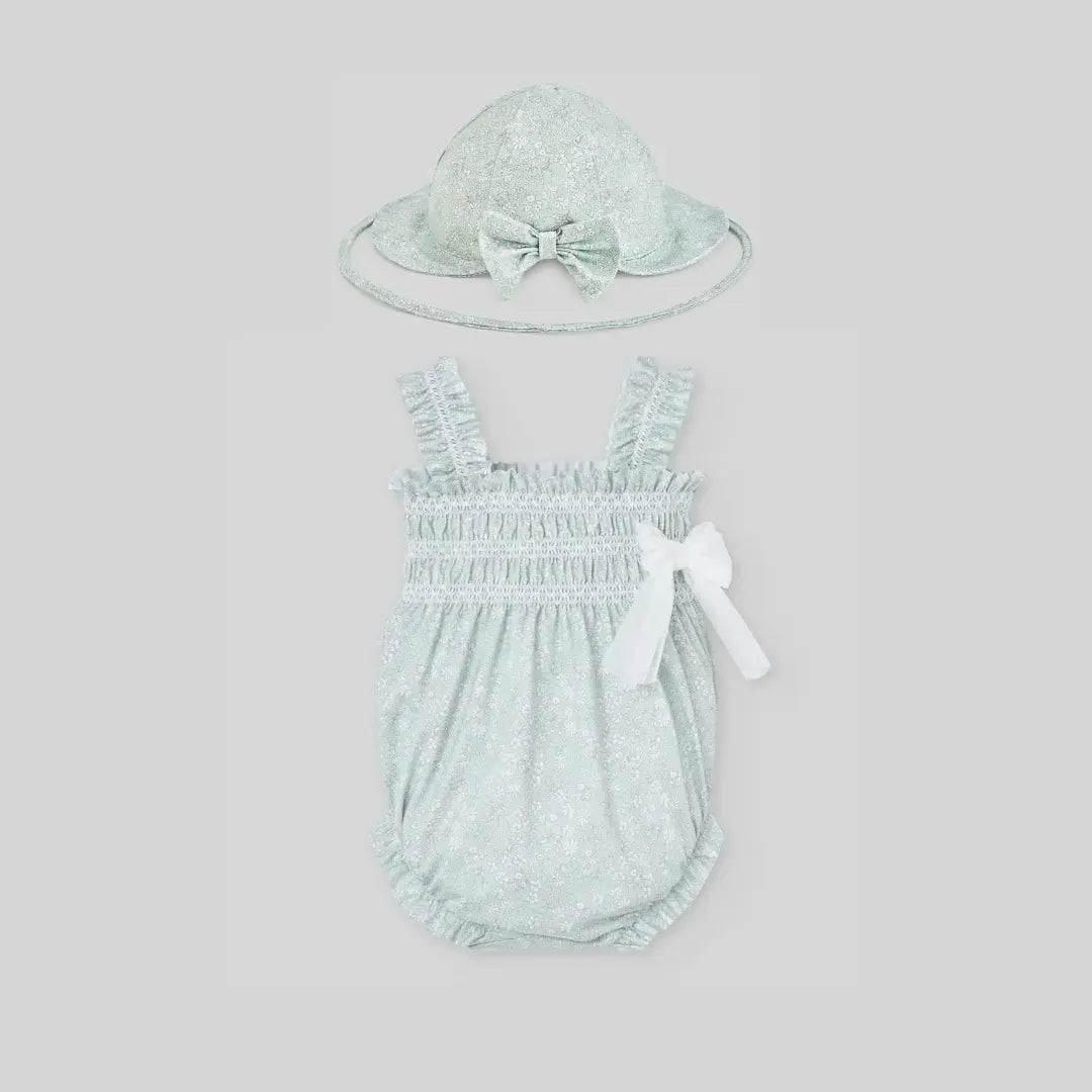 Blue Almonds Ltd Baby Girls Swimsuit Set in Botanical Sage Paz Rodriguez