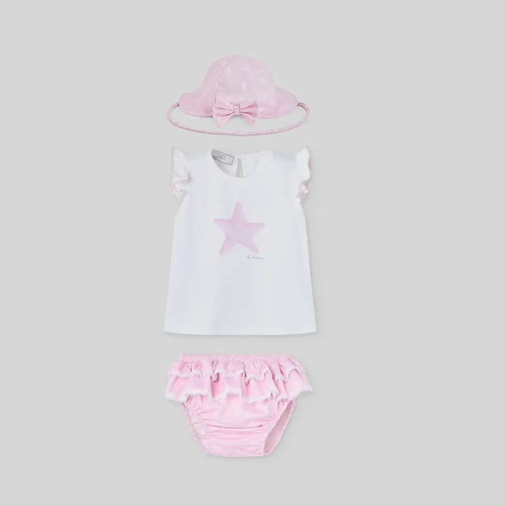 Blue Almonds Ltd Baby Girls Swimsuit Set in Chalk Pink Paz Rodriguez