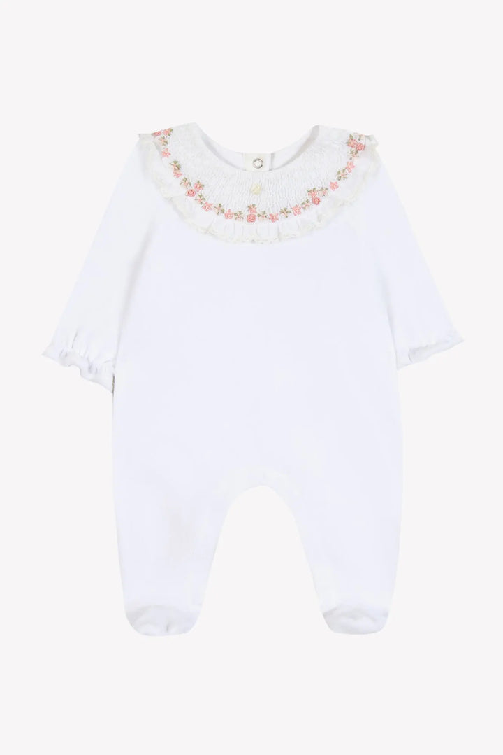 Blue Almonds Ltd Baby Girls Velour Floral Embroidered Babygrow Tartine et Chocolat