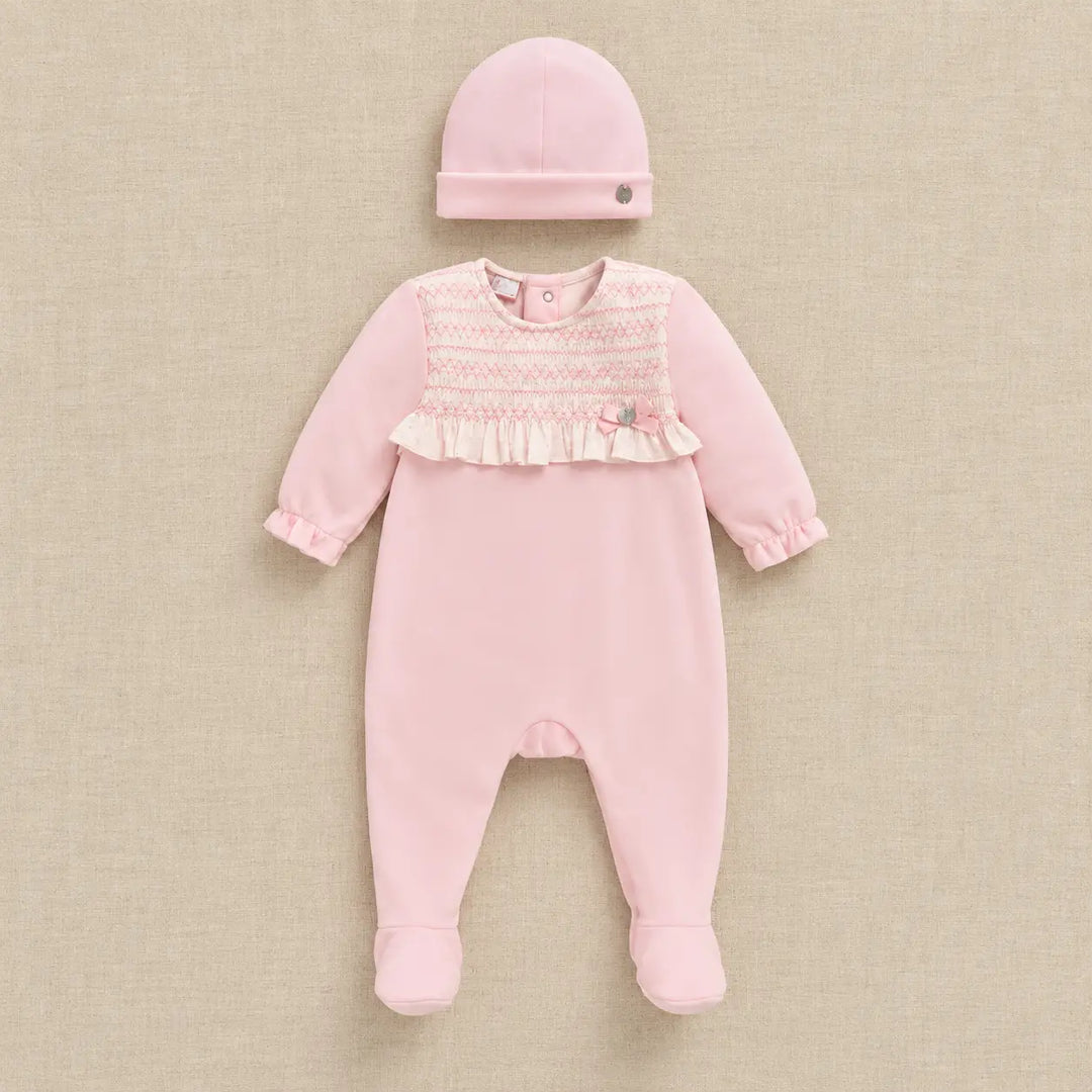 Blue Almonds Ltd Baby Girls Velour Romper Set in Chalk Pink Paz Rodriguez