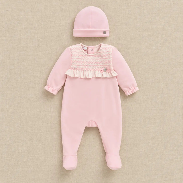 Blue Almonds Ltd Baby Girls Velour Romper Set in Chalk Pink Paz Rodriguez