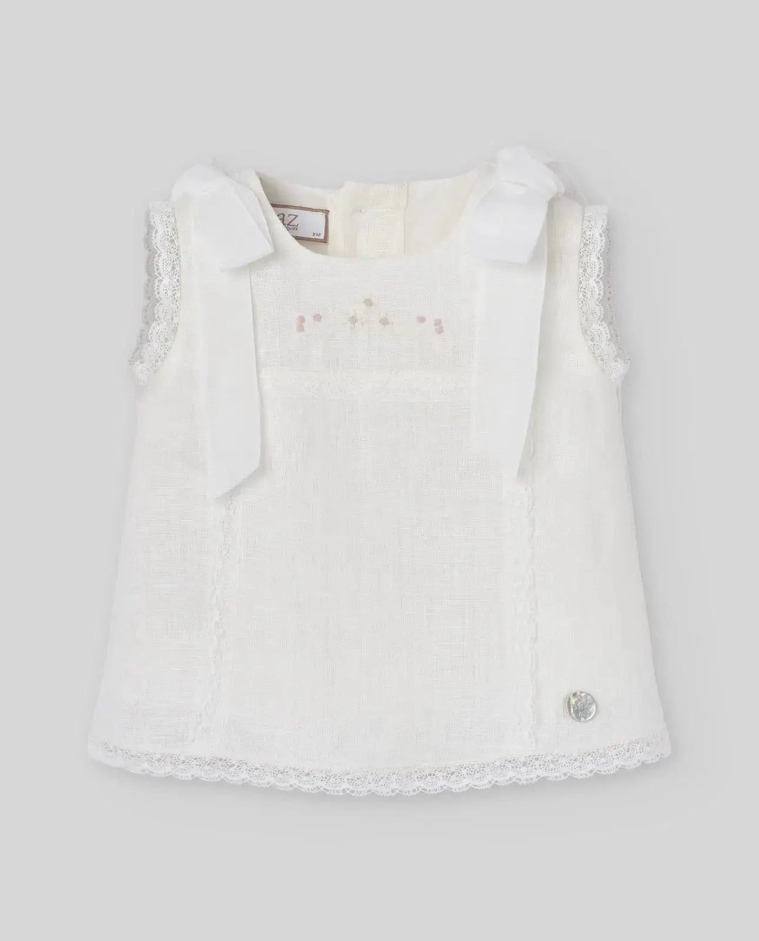 Blue Almonds Ltd Baby Girls Woven Dress in Cream with Flowes Paz Rodriguez