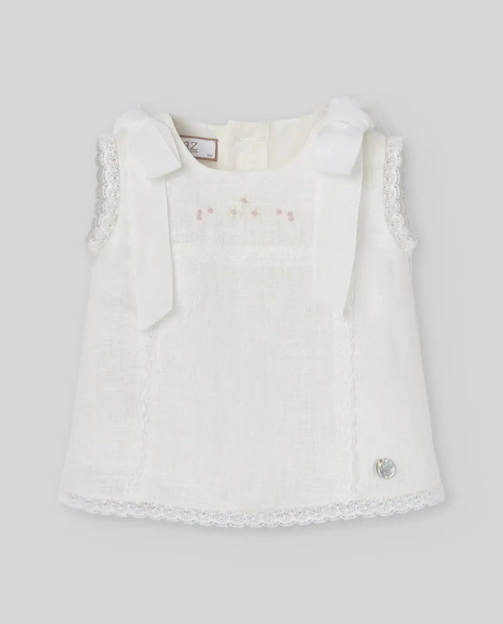 Blue Almonds Ltd Baby Girls Woven Dress in Cream with Flowes Paz Rodriguez