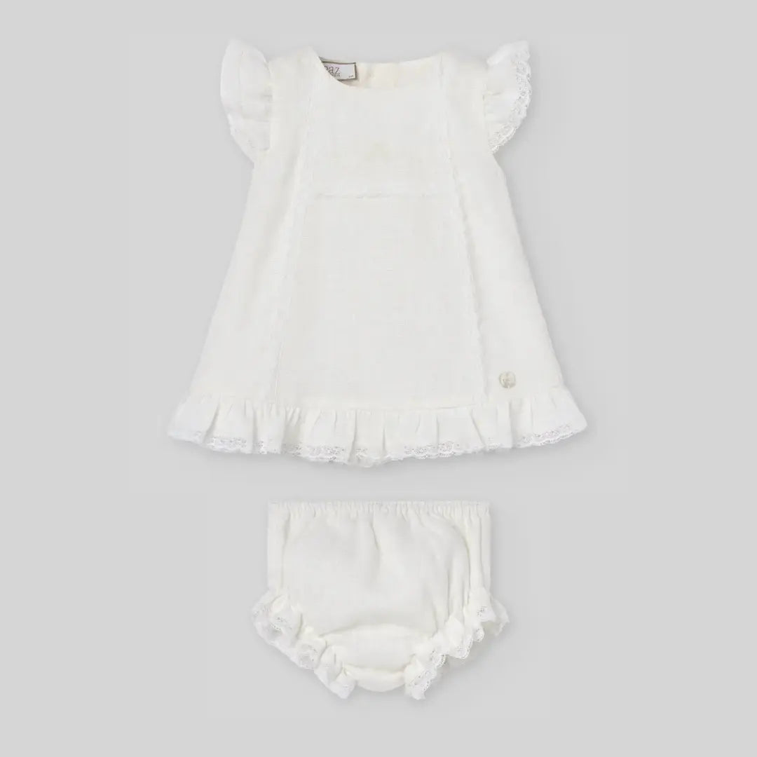 Blue Almonds Ltd Baby Girls Woven Dress Set in Pearl Cream Paz Rodriguez
