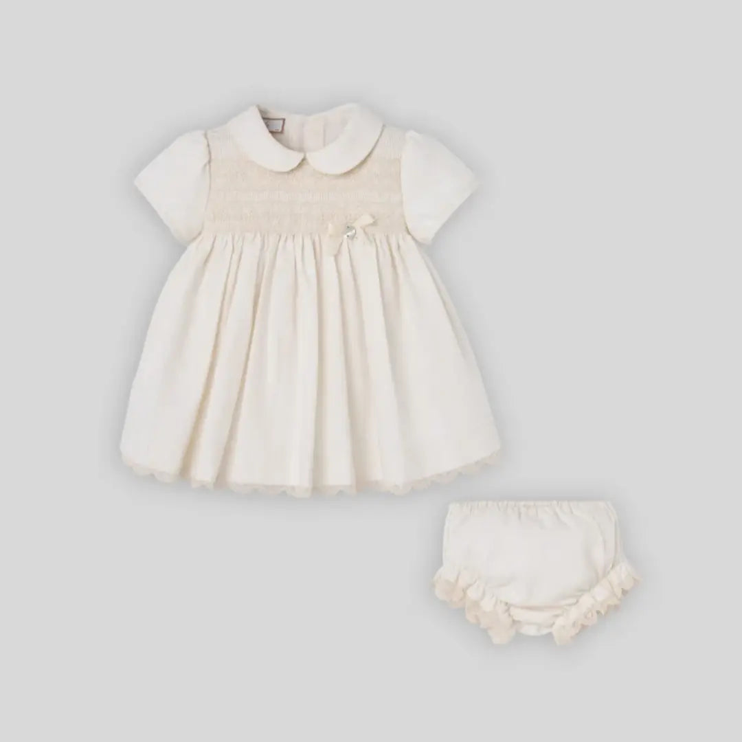 Blue Almonds Ltd Baby Girls Woven Dress Set in Winter Cream Paz Rodriguez