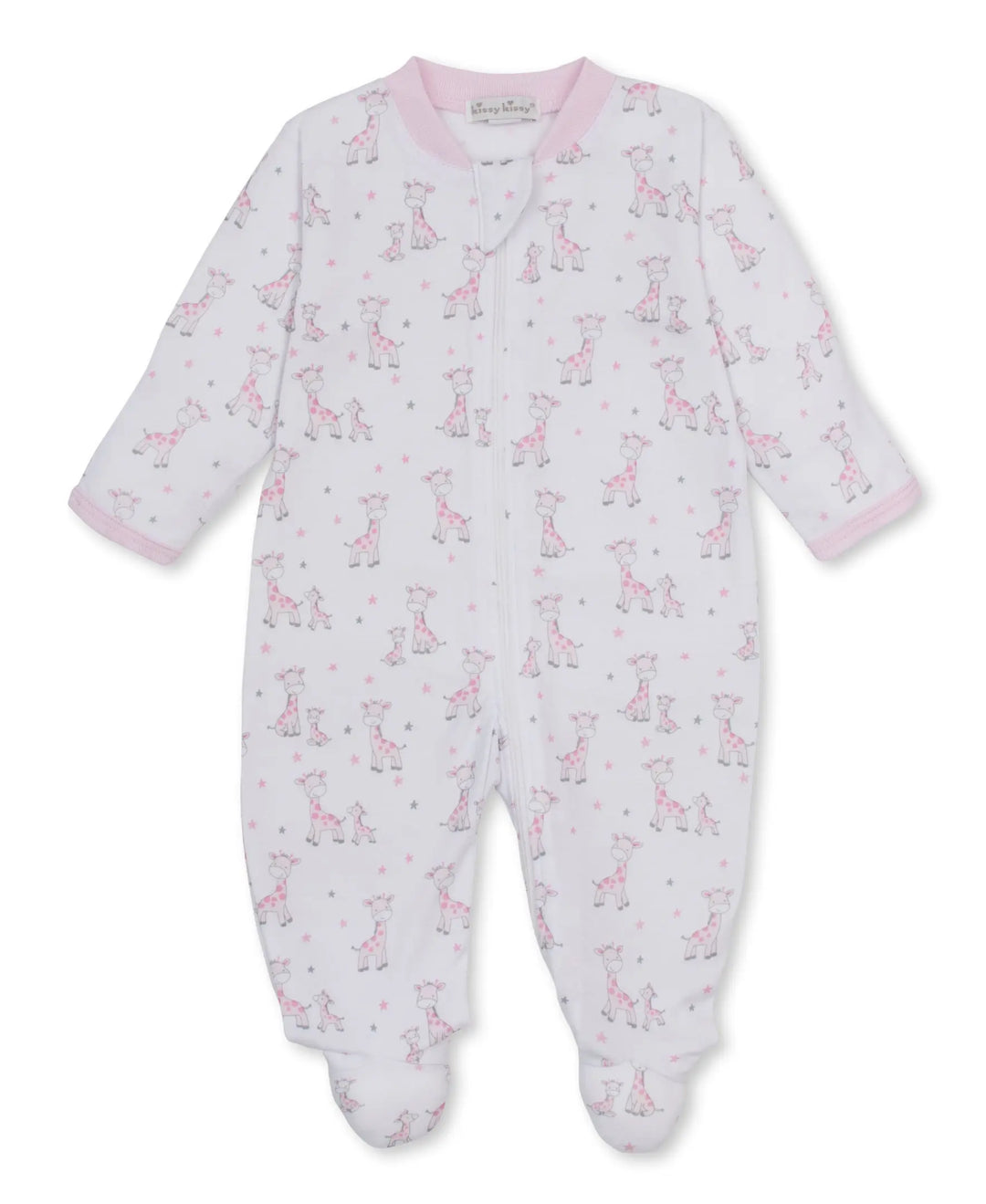 Blue Almonds Ltd Baby Girls Zip Babygrow - Just Giraffes Kissy Kissy