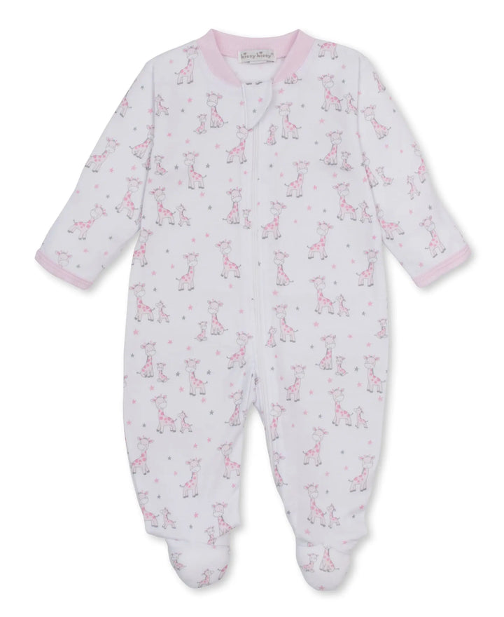Blue Almonds Ltd Baby Girls Zip Babygrow - Just Giraffes Kissy Kissy