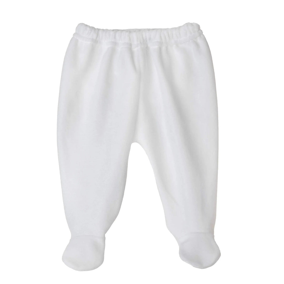 Baby Girls and Boys velour footed pants.