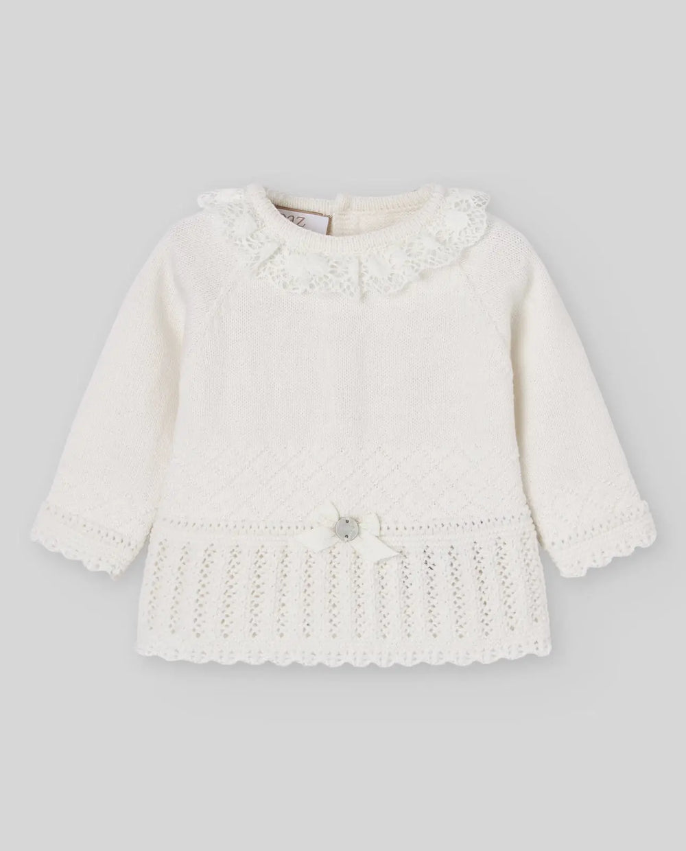 Baby Knitted Bonnet, Jumper & Leggings Set Paz in Cream