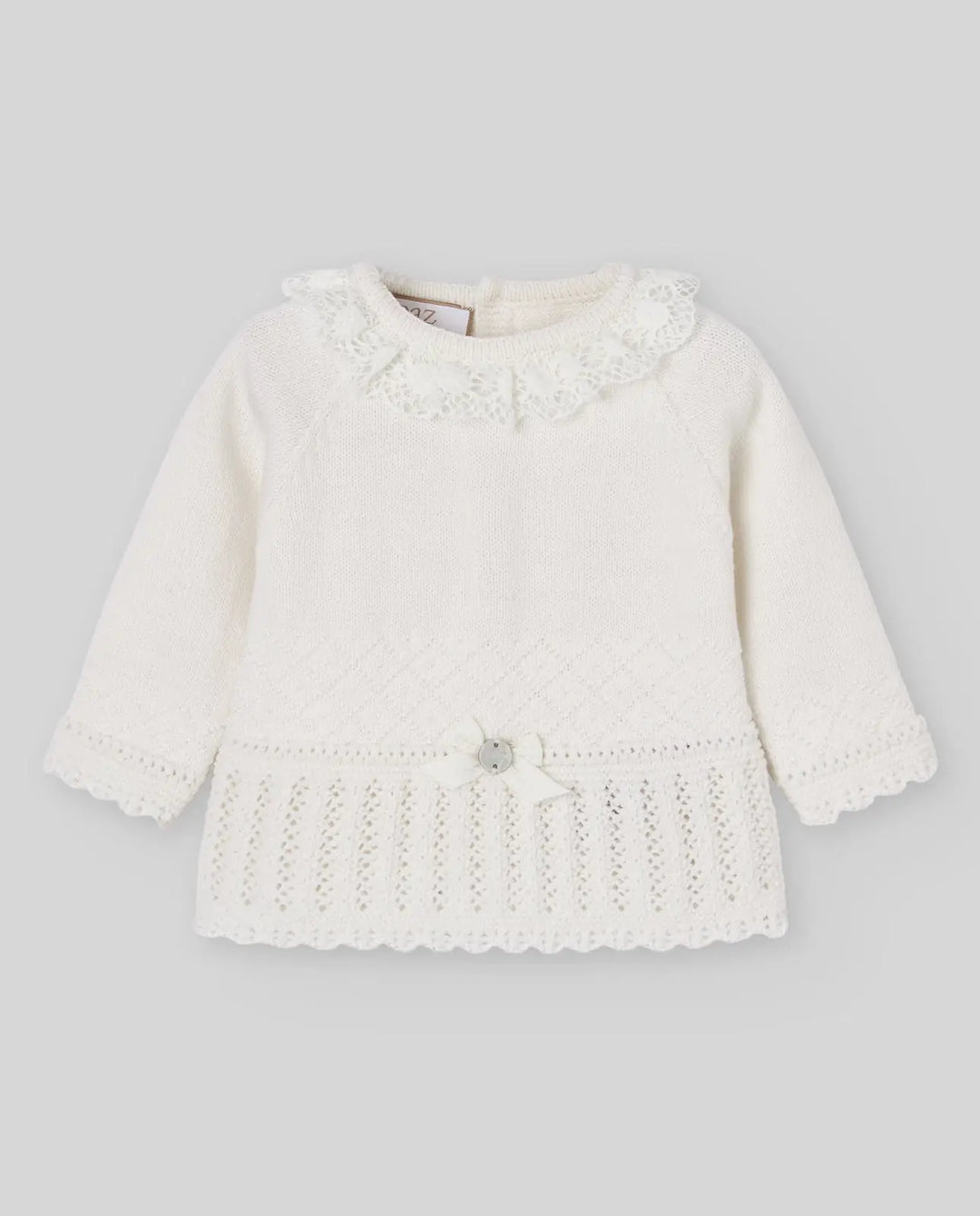 Baby Knitted Bonnet, Jumper & Leggings Set Paz in Cream