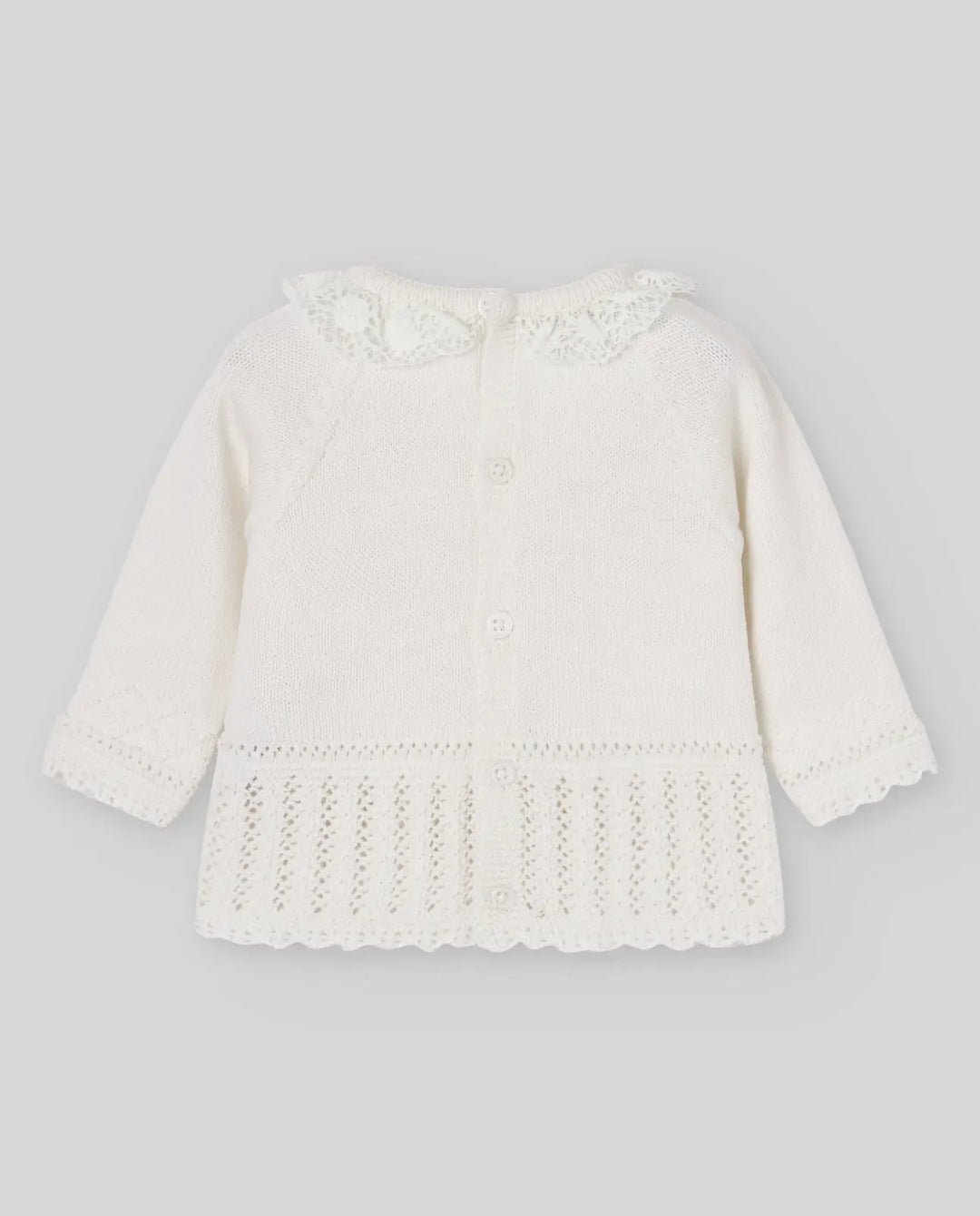 Baby Knitted Bonnet, Jumper & Leggings Set Paz in Cream