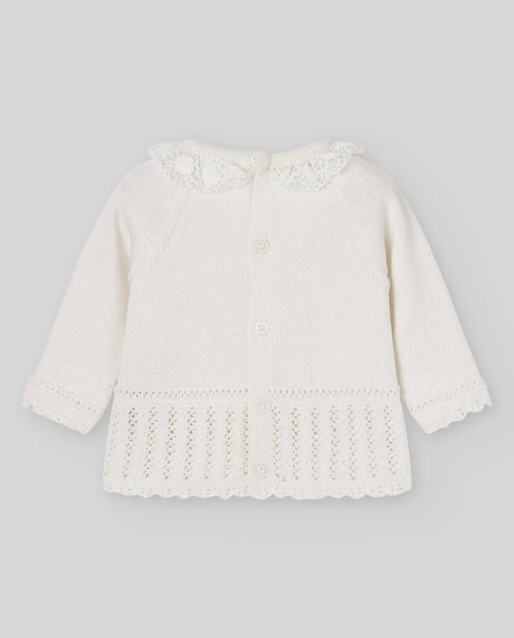 Baby Knitted Bonnet, Jumper & Leggings Set Paz in Cream