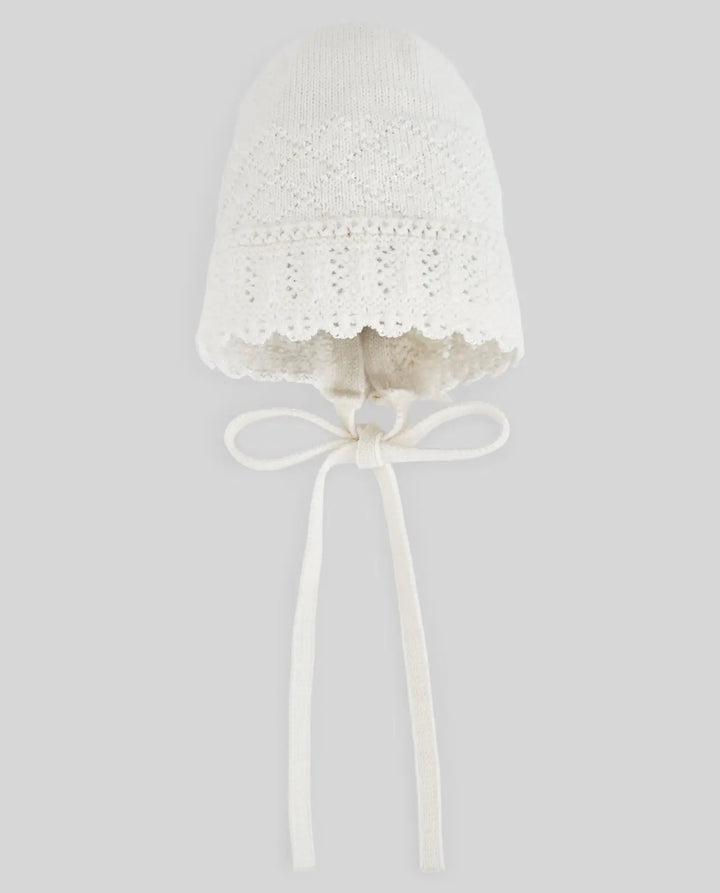 Baby Knitted Bonnet, Jumper & Leggings Set Paz in Cream