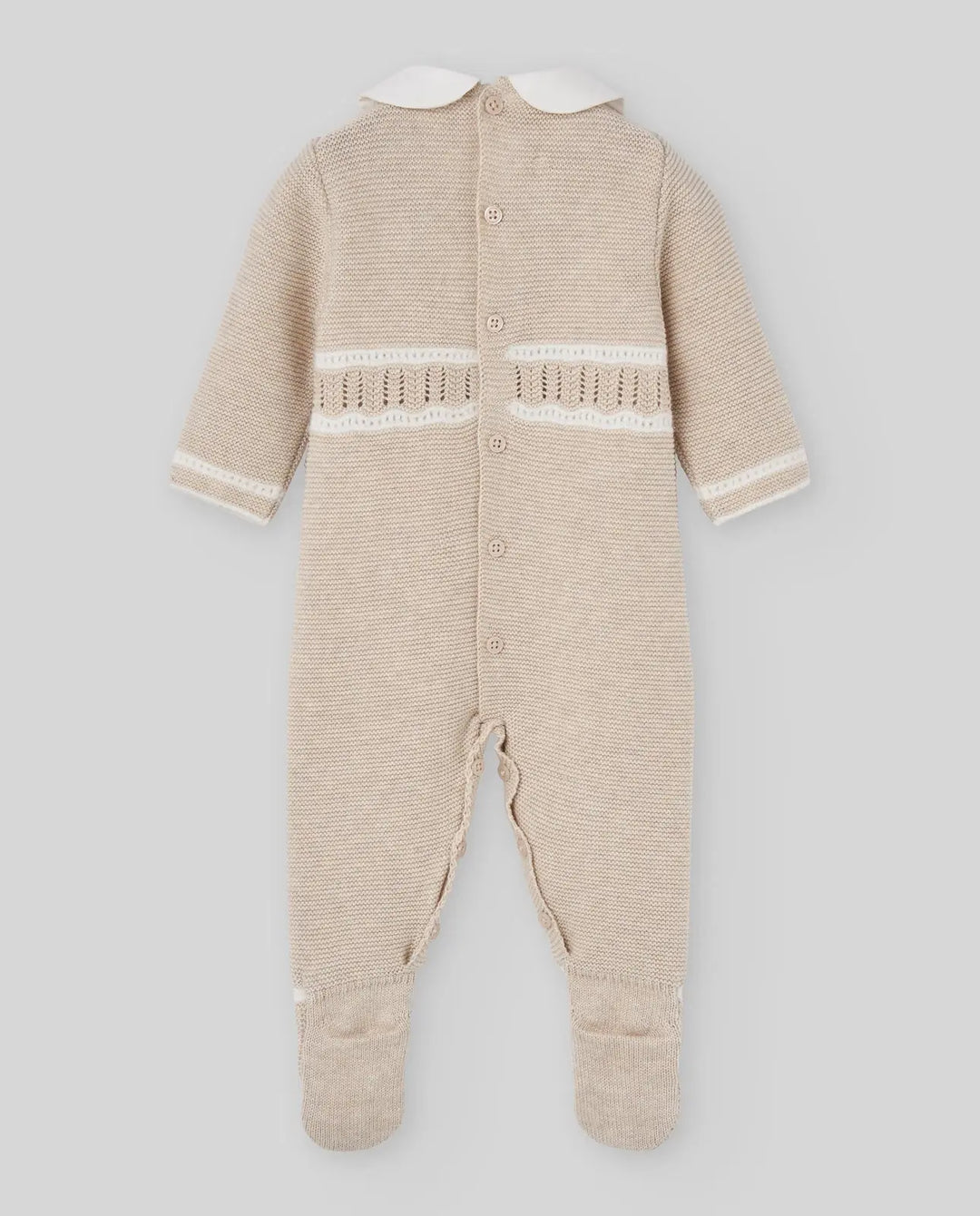 Baby Knitted Hat & Romper Set Lua in Light Brown & Cream