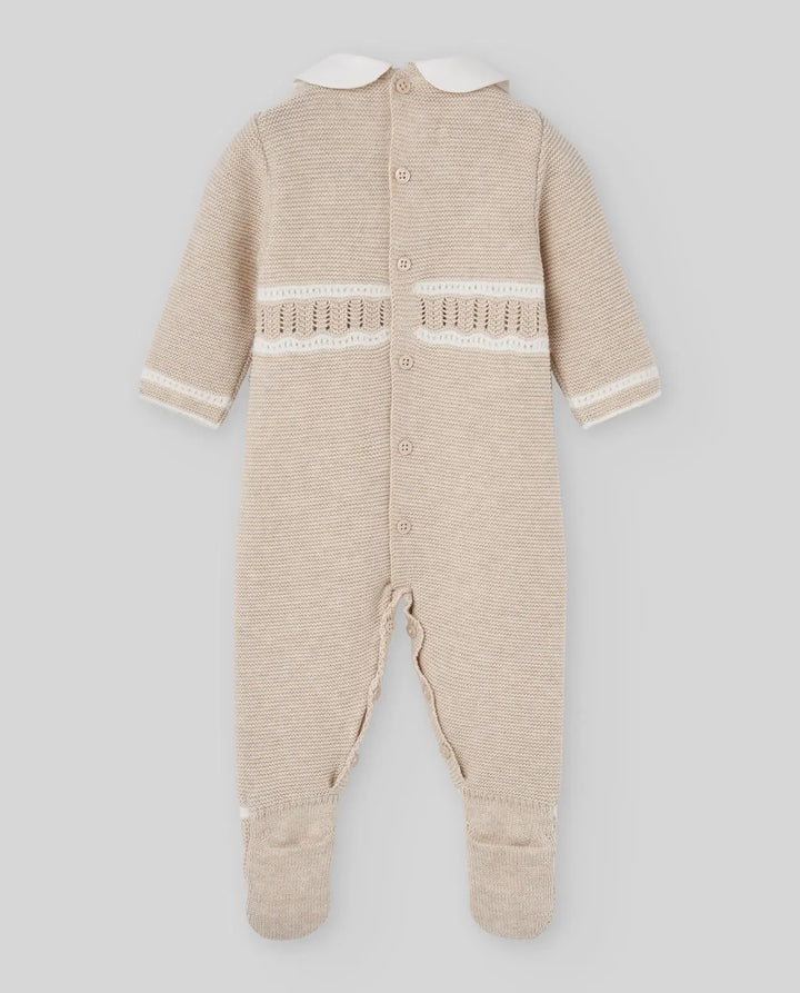 Baby Knitted Hat & Romper Set Lua in Light Brown & Cream