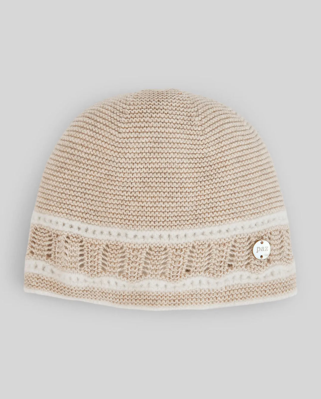 Baby Knitted Hat & Romper Set Lua in Light Brown & Cream