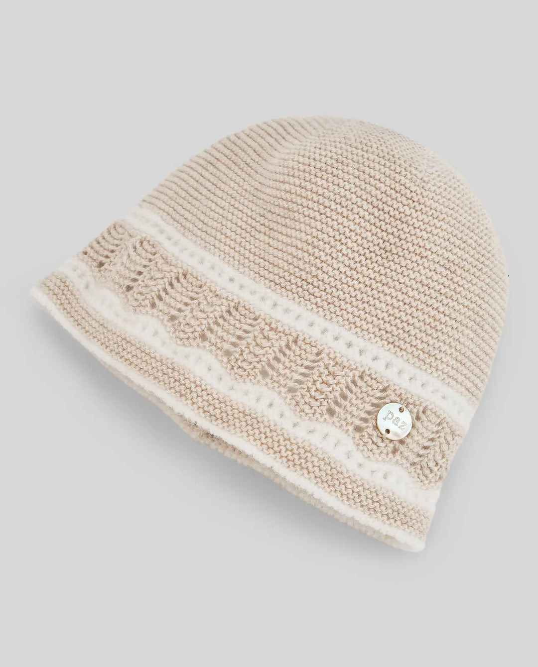 Baby Knitted Hat & Romper Set Lua in Light Brown & Cream