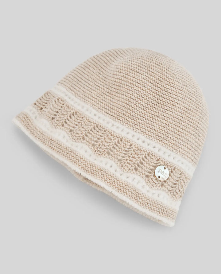 Baby Knitted Hat & Romper Set Lua in Light Brown & Cream