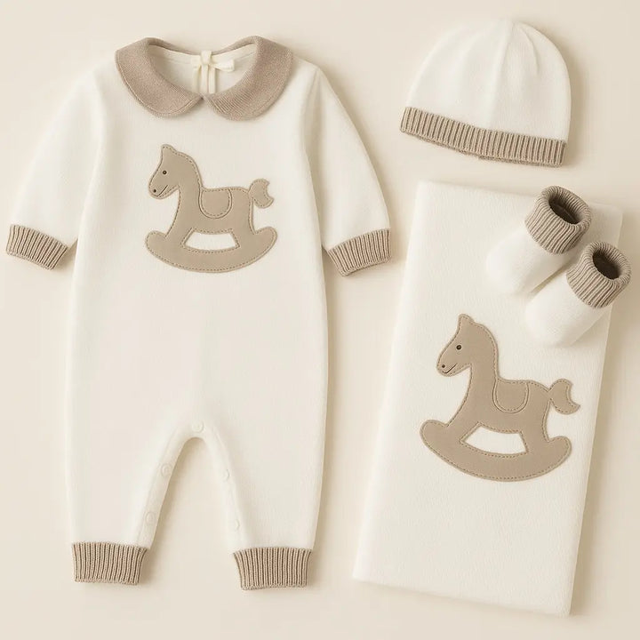 Blue Almonds Ltd Baby Knitted Layette Gift Set - Signature Rocking Horse Bimbalo