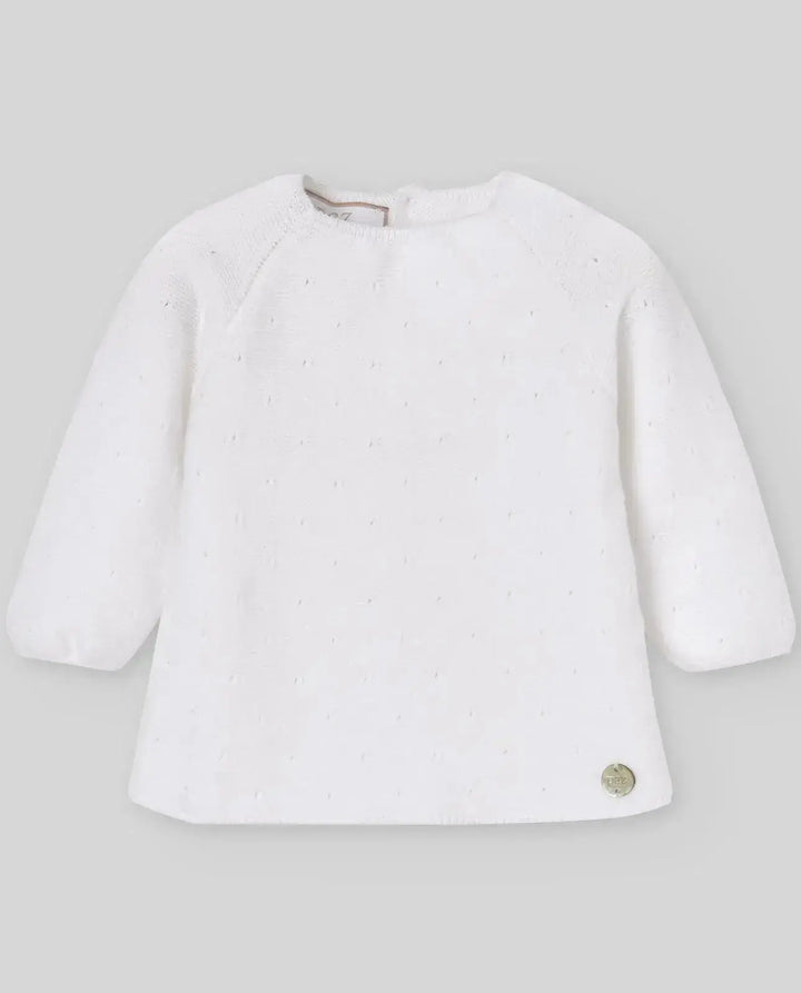 Blue Almonds Ltd KNIT NEWBORN SWEATER ESSENTIA V26 - White Paz Rodriguez