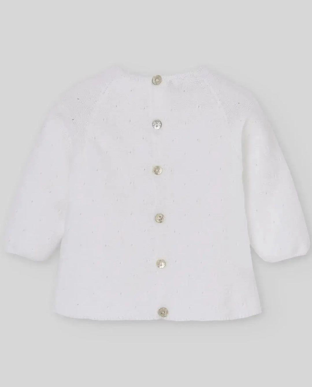 Blue Almonds Ltd KNIT NEWBORN SWEATER ESSENTIA V26 - White Paz Rodriguez
