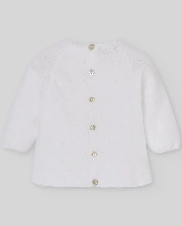 Blue Almonds Ltd KNIT NEWBORN SWEATER ESSENTIA V26 - White Paz Rodriguez