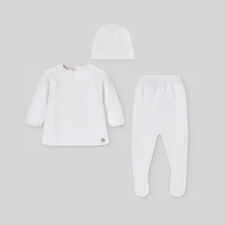 Blue Almonds Ltd Baby Knitted Set in Pure White Paz Rodriguez