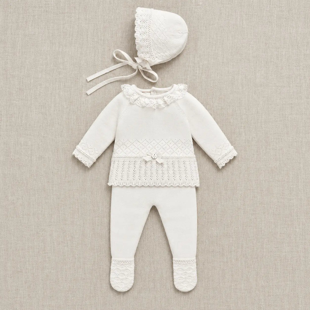 Blue Almonds Ltd Baby Knitted Set in Winter Cream Paz Rodriguez