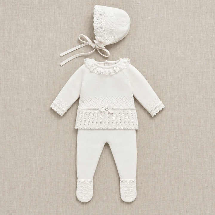 Blue Almonds Ltd Baby Knitted Set in Winter Cream Paz Rodriguez