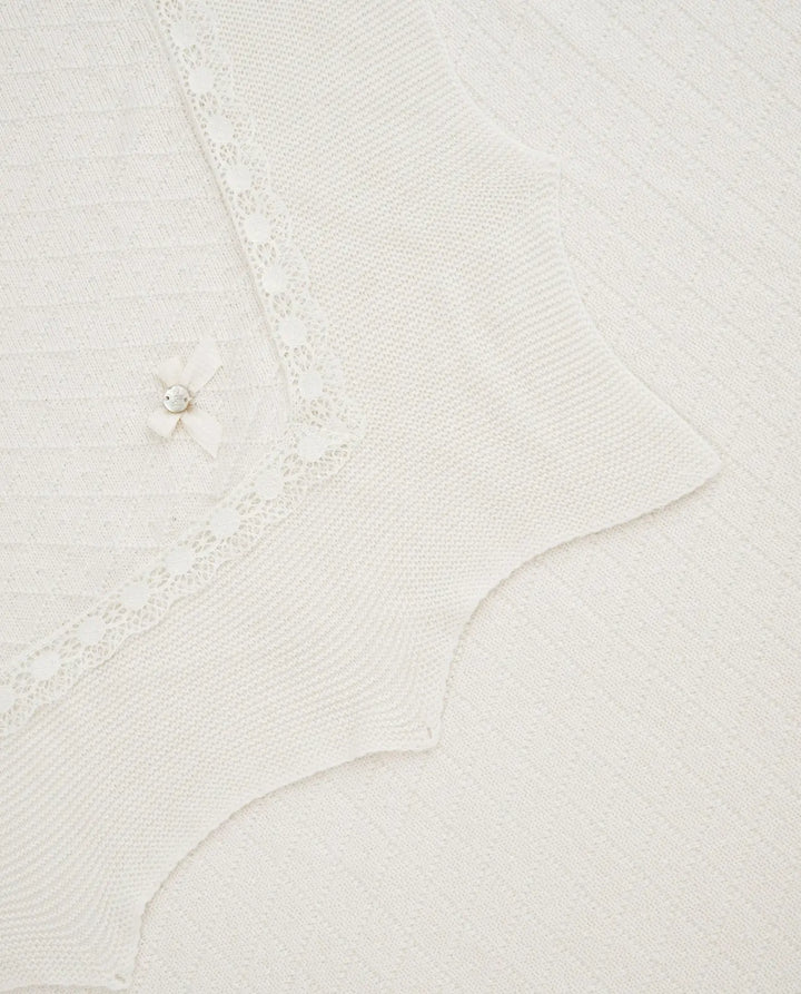 Blue Almonds Ltd Baby Knitted Shawl Paz in Cream Paz Rodriguez